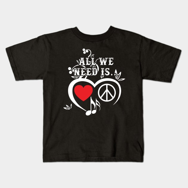 Love Music Peace Kids T-Shirt by Dojaja